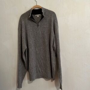 Cutter & Buck Men’ Long Sleeve 110% Lambs Wool 1/4 Zip Heather Gray Sweater XXL